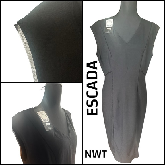 NWT Escada Little Black Dress with Sweet Edging Size 8 - Picture 1 of 12